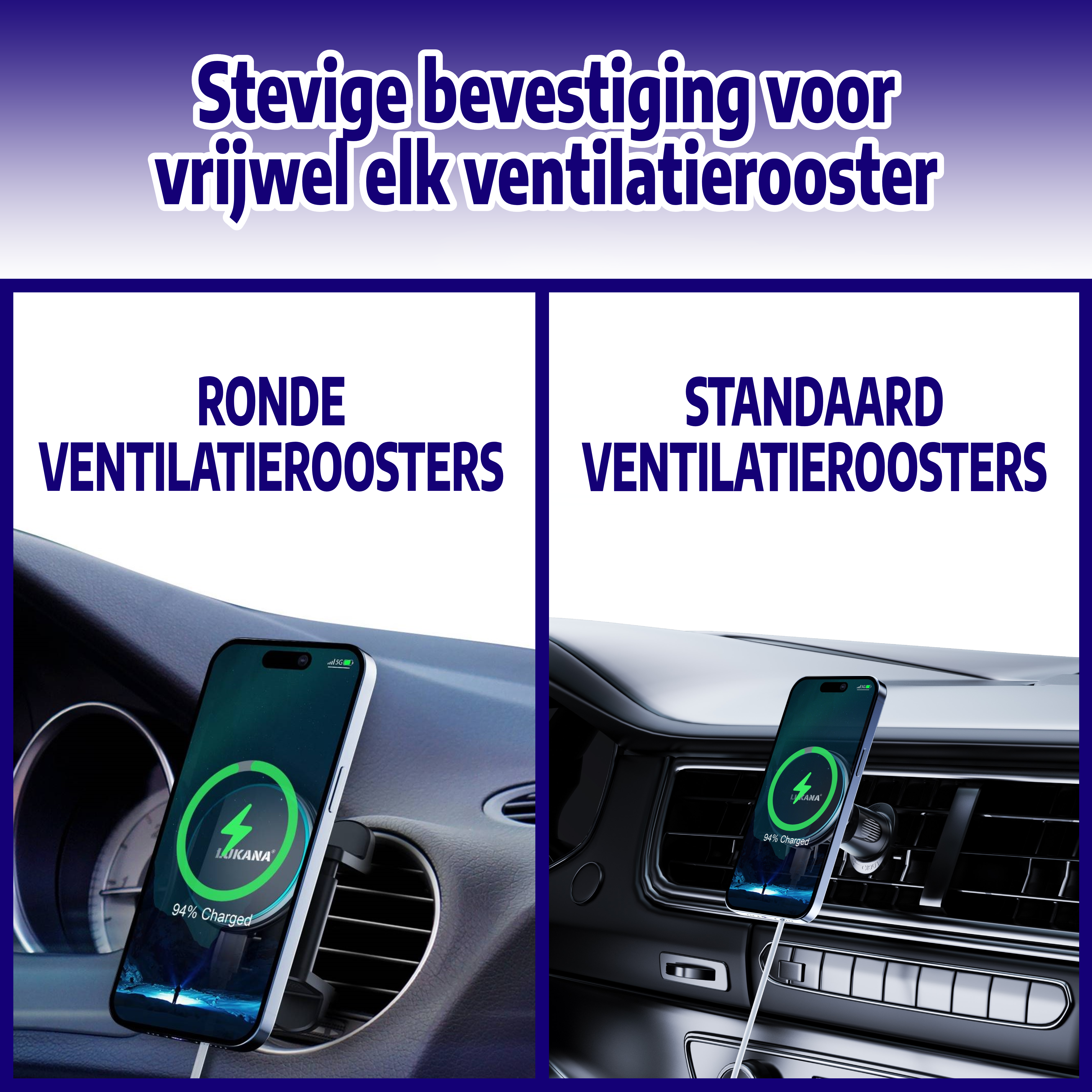 MagSafe Telefoonhouder voor Ronde en Standaard Ventilatieroosters