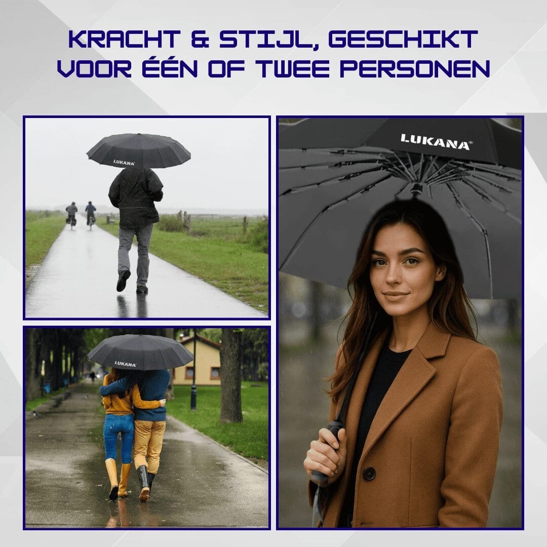 95 km/u - 24 Baleinen - Paraplu Storm Winddicht Groot XL Automatisch - Stokparaplu Grote Sterk Stevige voor Heren Vrouwen Regen Windproof - Massief Houten Haakhandvat - Rood